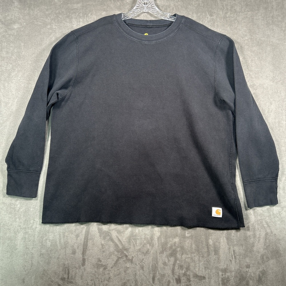 Carhartt Thermal Shirt Mens 4XL Black Long Sleeve Waffle Knit Workwear Crew Neck